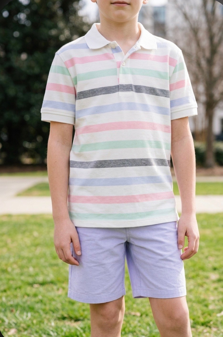 Janie and Jack Striped Polo and Blue Shorts Set